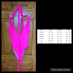 Large hot neon pink sexy one piece swimsuit